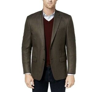 Lauren Ralph Lauren Faux Suede Mens Green Standard Fit UltraFlex Suit Jacket 44L
